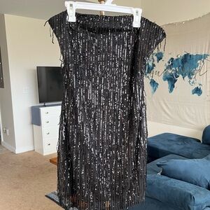NWT Black Sequined Strapless Dress
